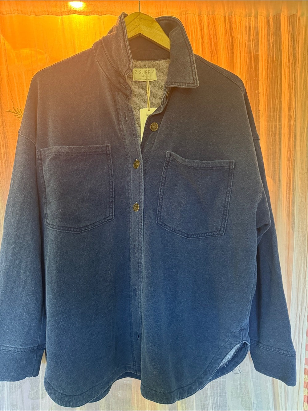 Z Supply Navy Knit Button-Down Utility Shirt